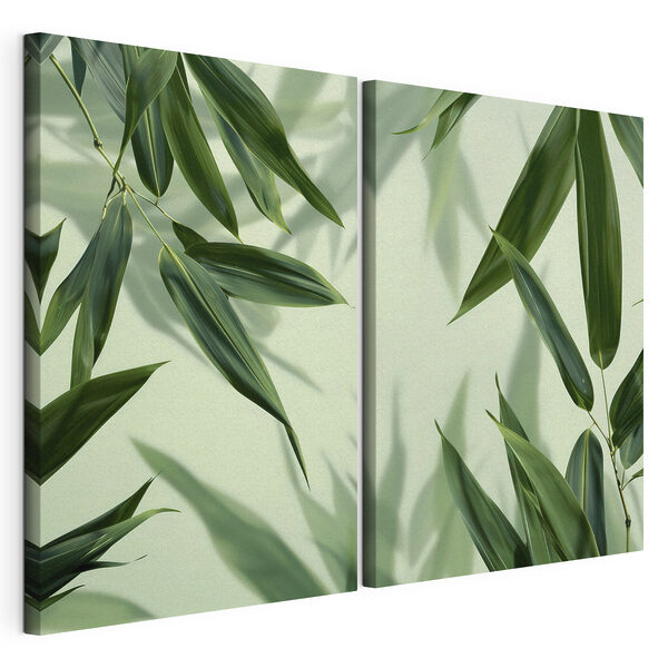Lámina modular sobre lienzo Lámina modular sobre lienzo Hojas de un verde intenso sobre un fondo suave (SKU: m30000)