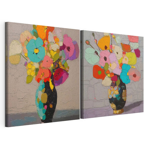 Lámina modular sobre lienzo Cuadro de flores en un jarrón