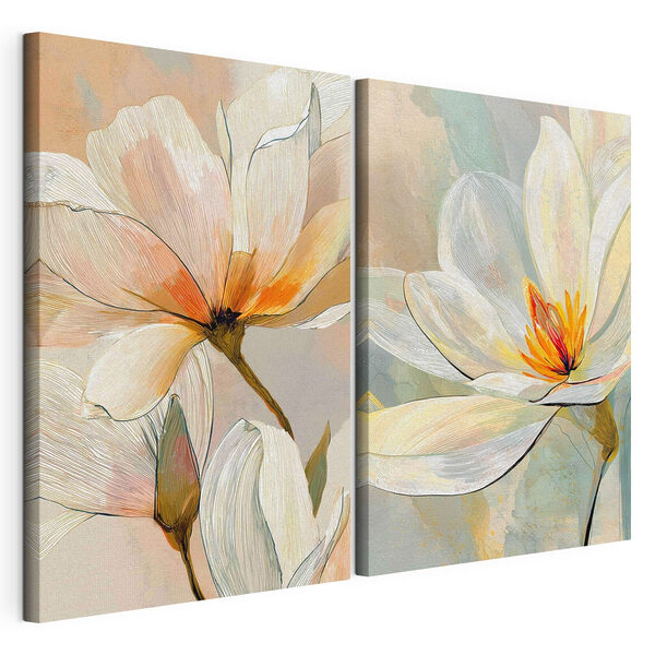 Lámina modular sobre lienzo Lámina modular sobre lienzo Delicadas flores en tonos suaves (SKU: m30032)