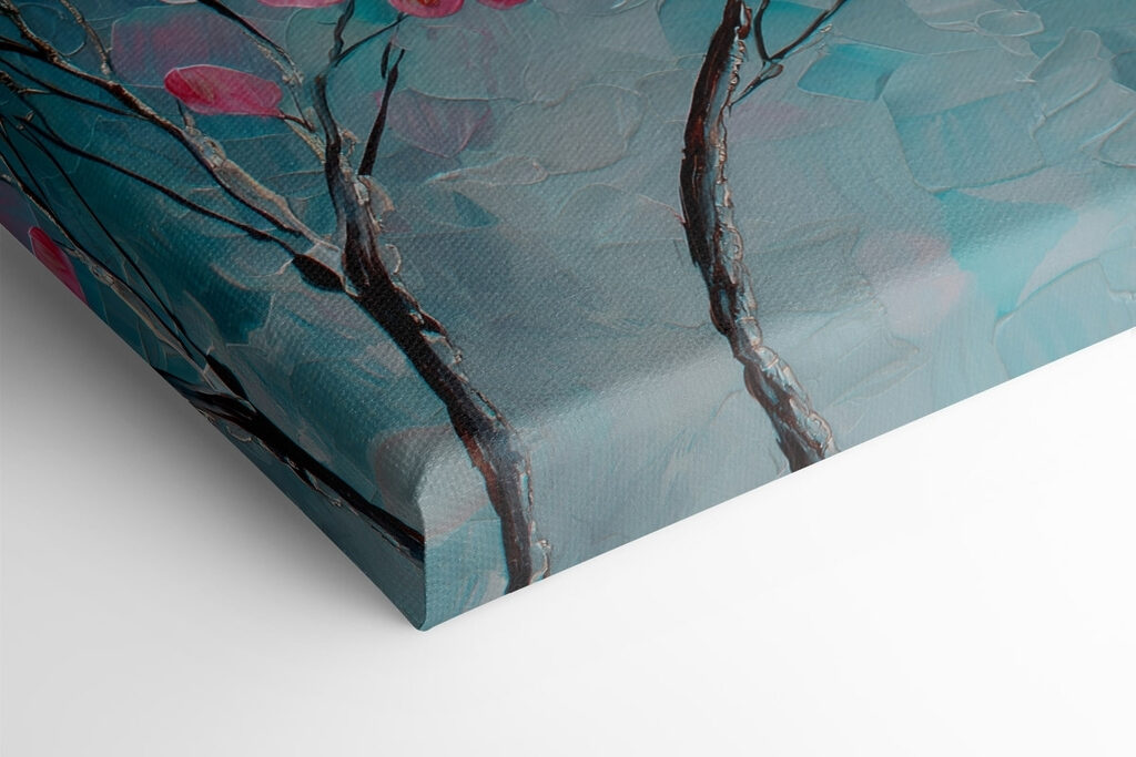 Painting of a tree with pink flowers