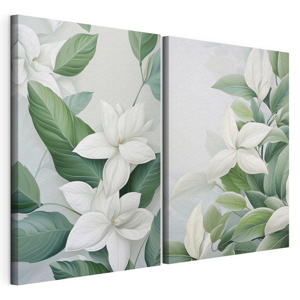- Serene botanical elegance in soft hues