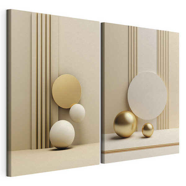 Lámina modular sobre lienzo Lámina modular sobre lienzo Formas dinámicas en tonos neutros (SKU: m30056)