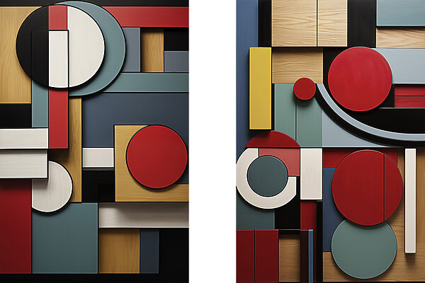 Collage of different colored shapes