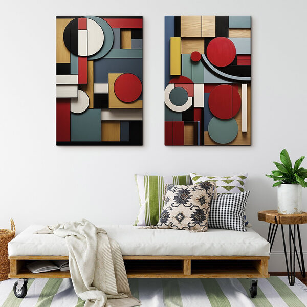 Collage of different colored shapes