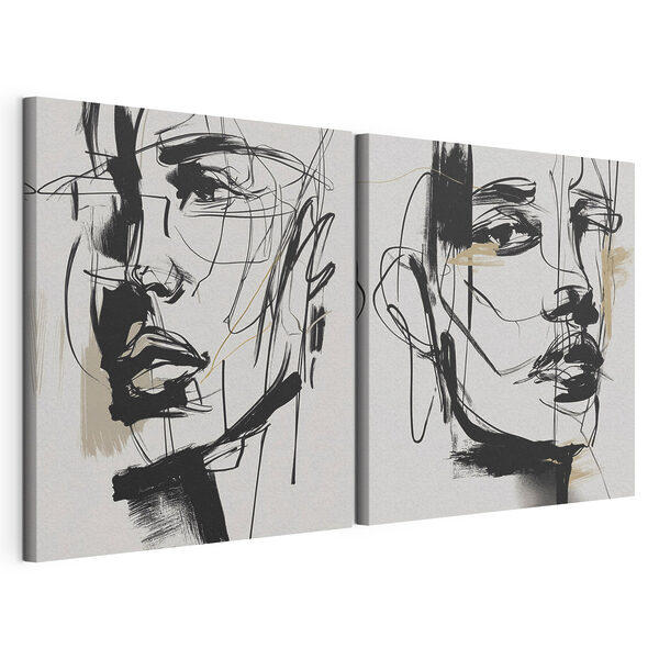 Lámina modular sobre lienzo Lámina modular sobre lienzo Las líneas expresivas reflejan los pensamientos más íntimos (SKU: m30066)