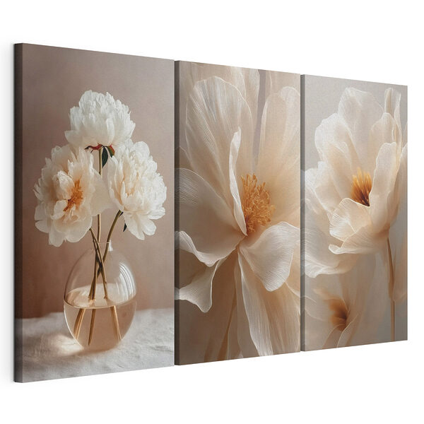 Lámina modular sobre lienzo Lámina modular sobre lienzo Jarrón con flores blancas dentro (SKU: m30084)
