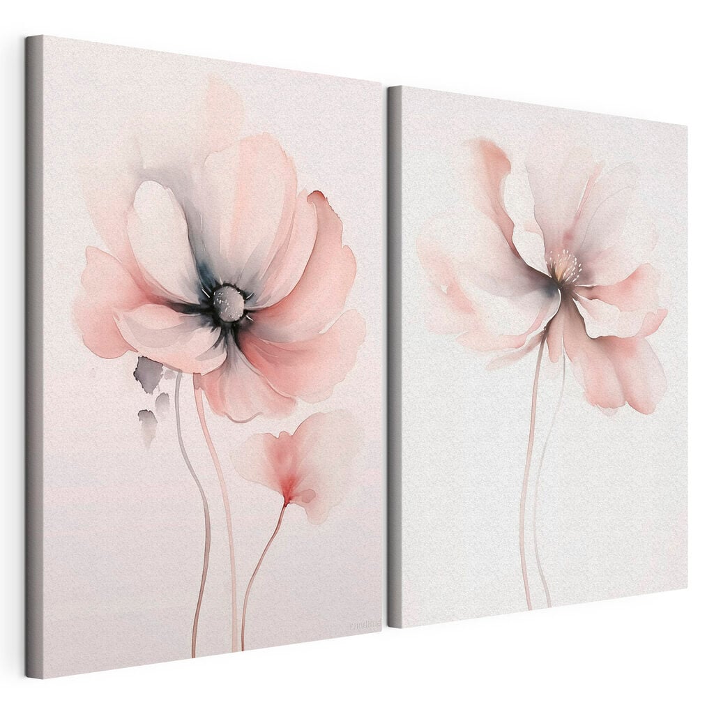 Painting of flowers on a white surface