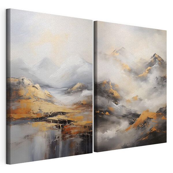 Lámina modular sobre lienzo Cuadro de montañas con nubes