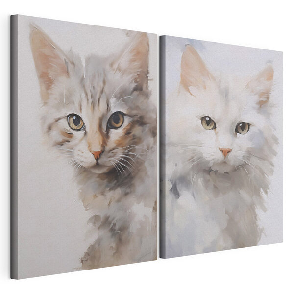 Lámina modular sobre lienzo Lámina modular sobre lienzo Dos gatos con la cabeza girada hacia un lado (SKU: m30119)