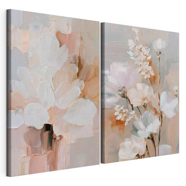 Lámina modular sobre lienzo Lámina modular sobre lienzo Delicadas flores en tonos suaves y cálidos (SKU: m30137)