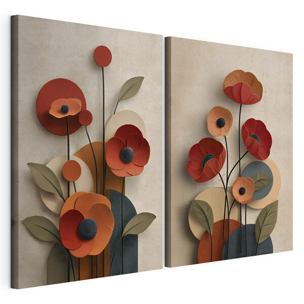 Lámina modular sobre lienzo Collage de flores