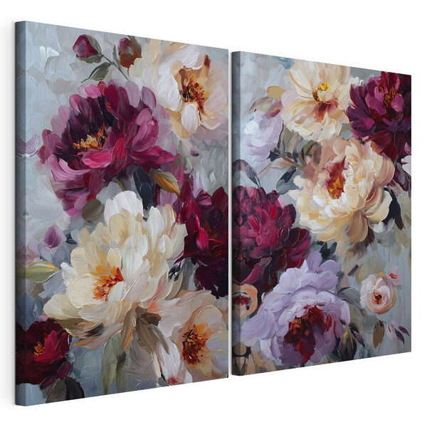 Lámina modular sobre lienzo Belleza floral en tonos vivos