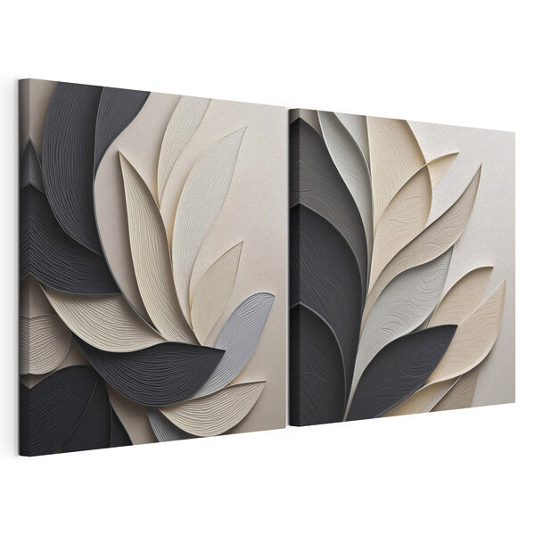 Lámina modular sobre lienzo Lámina modular sobre lienzo Elegantes capas de formas fluidas (SKU: m30195)