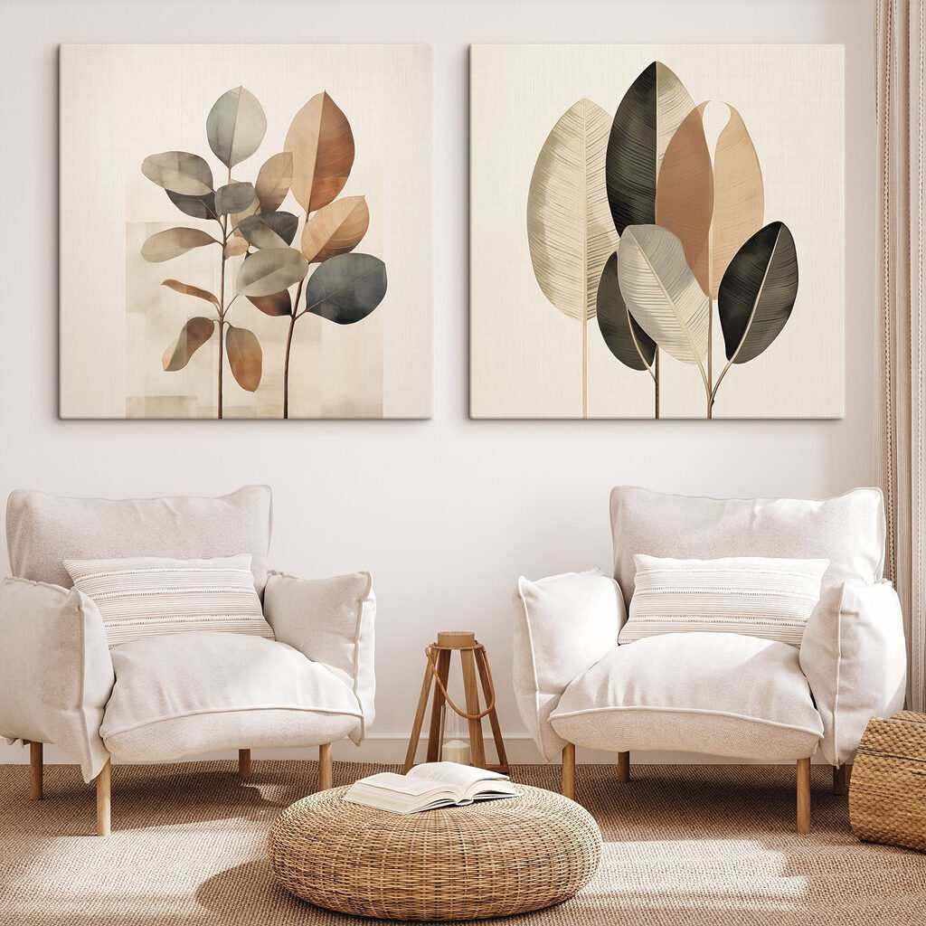 Elegant leaves in soft, muted tones