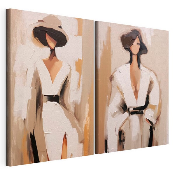 Lámina modular sobre lienzo Lámina modular sobre lienzo Dos cuadros de una mujer vestida de blanco (SKU: m30218)