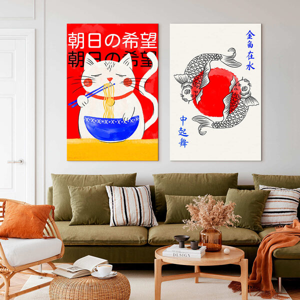 Cat and fish drawing