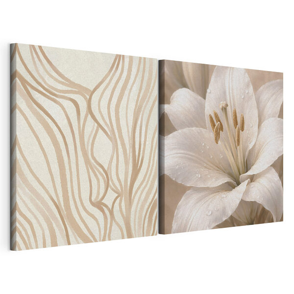 Lámina modular sobre lienzo Lámina modular sobre lienzo Líneas suaves y elegantes lirios (SKU: m30236)