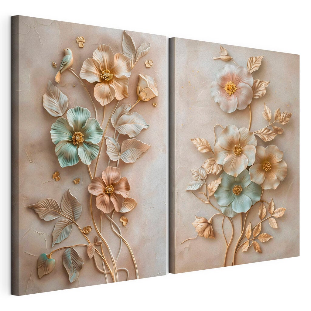 Delicate floral designs in soft hues