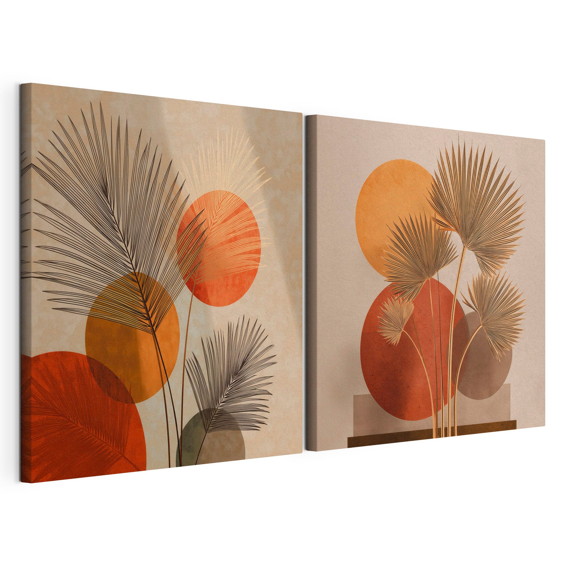 Two images of a palm tree