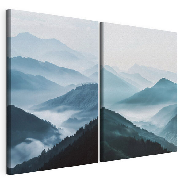 Lámina modular sobre lienzo Collage de montañas con niebla