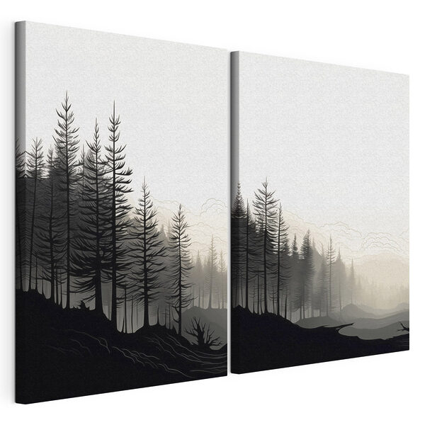 Lámina modular sobre lienzo Lámina modular sobre lienzo Imagen en blanco y negro de un bosque (SKU: m30272)