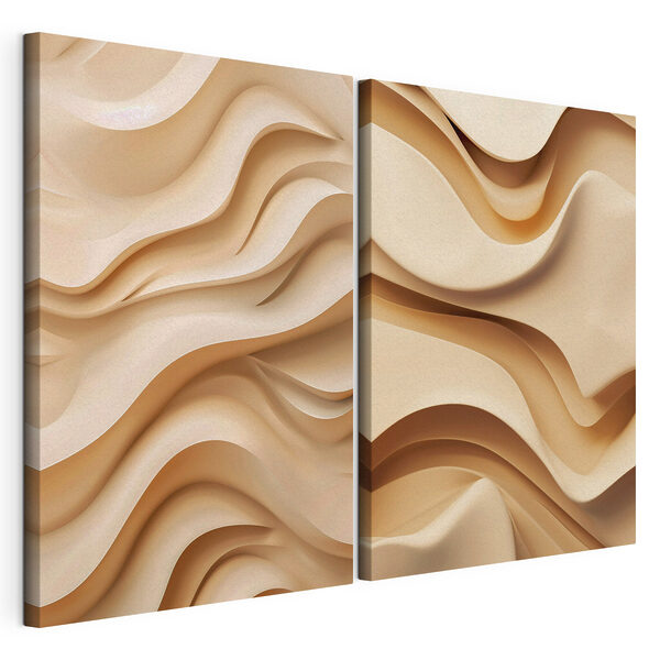 Lámina modular sobre lienzo Formas fluidas en suaves tonos beige