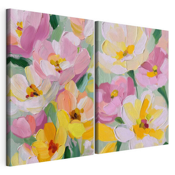 Lámina modular sobre lienzo Lámina modular sobre lienzo Flores de colores vivos en una armonía radiante (SKU: m30285)