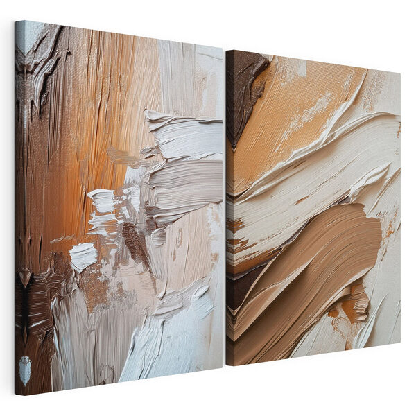 Lámina modular sobre lienzo Trazos únicos en colores cálidos