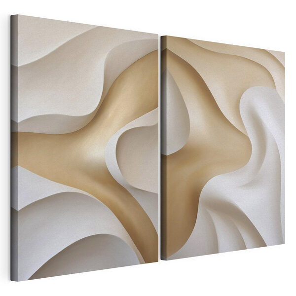 Lámina modular sobre lienzo Líneas fluidas en tonos suaves