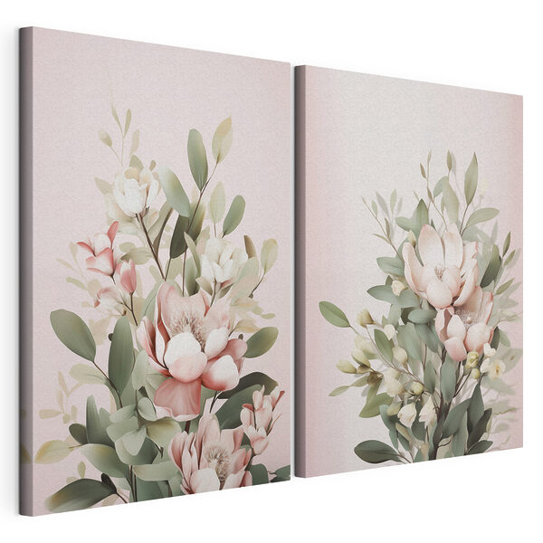 Lámina modular sobre lienzo Lámina modular sobre lienzo Delicadas flores en tonos suaves (SKU: m30314)