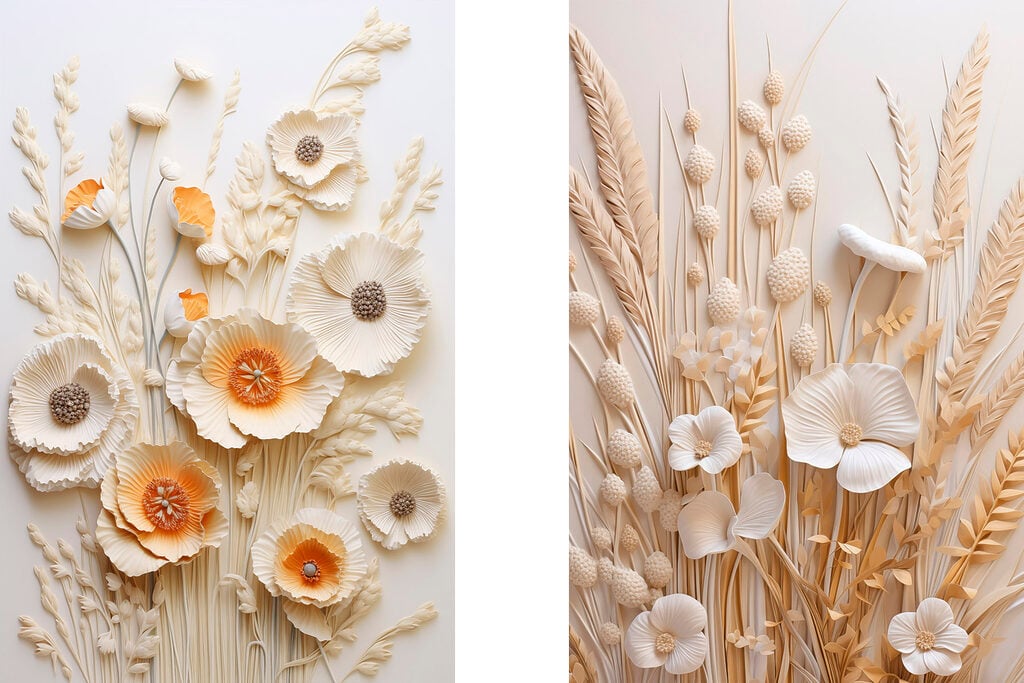 Collage of flowers and wheat