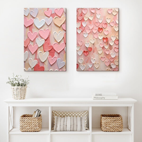 Collage of pink and white hearts