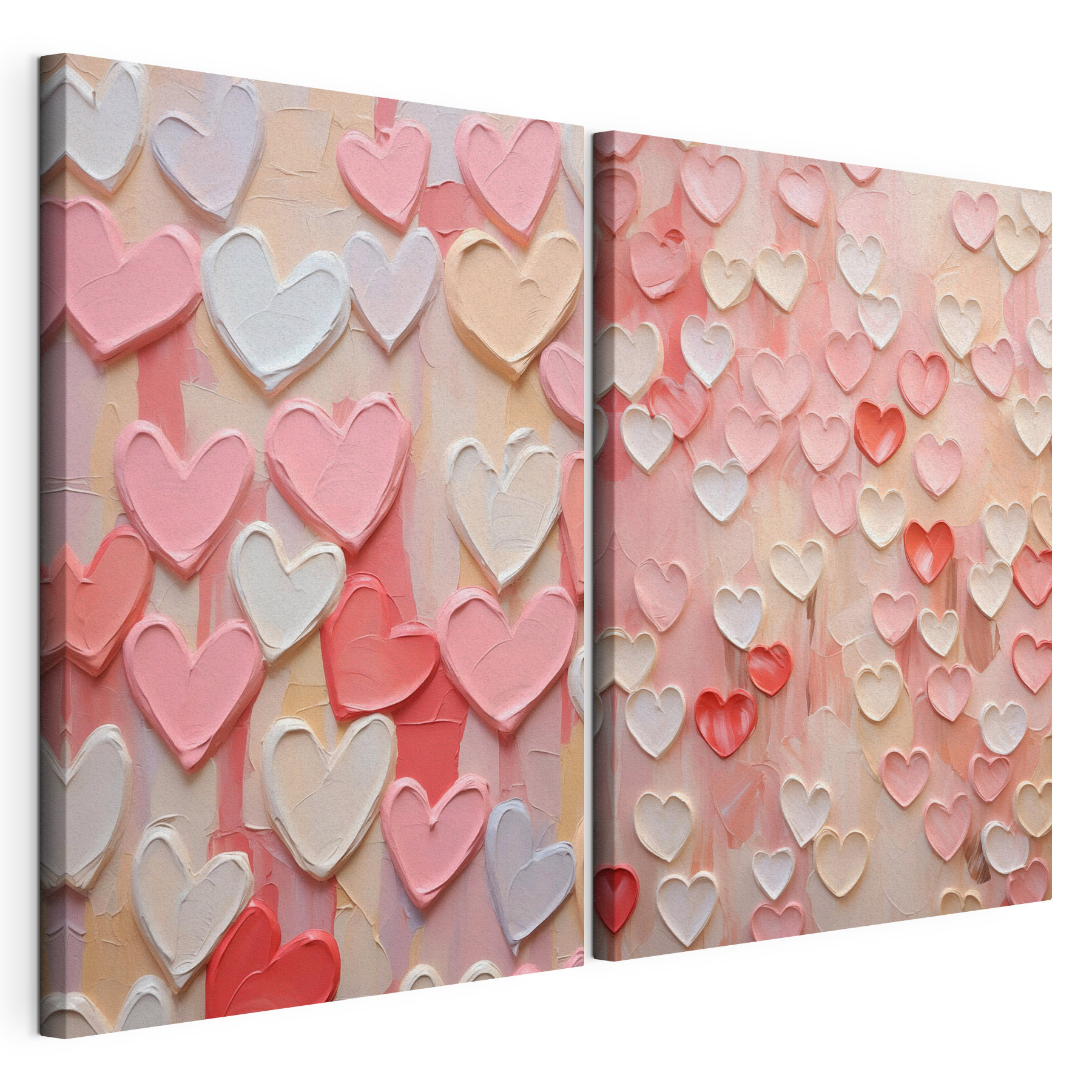 Collage of pink and white hearts