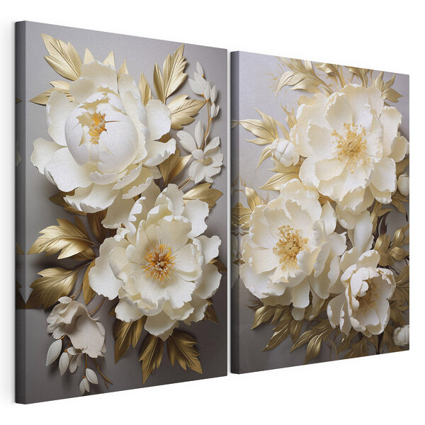 Lámina modular sobre lienzo Collage de flores blancas
