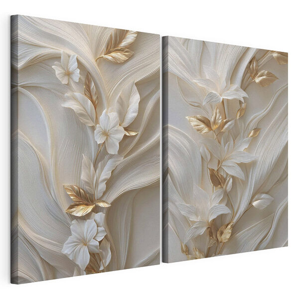 Lámina modular sobre lienzo Lámina modular sobre lienzo Elegante diseño floral en tonos suaves (SKU: m30334)