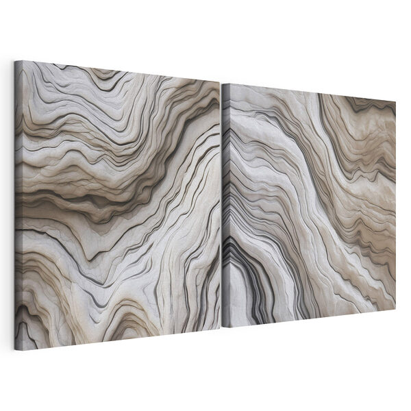 Lámina modular sobre lienzo Lámina modular sobre lienzo Líneas fluidas en tonos neutros suaves (SKU: m30341)