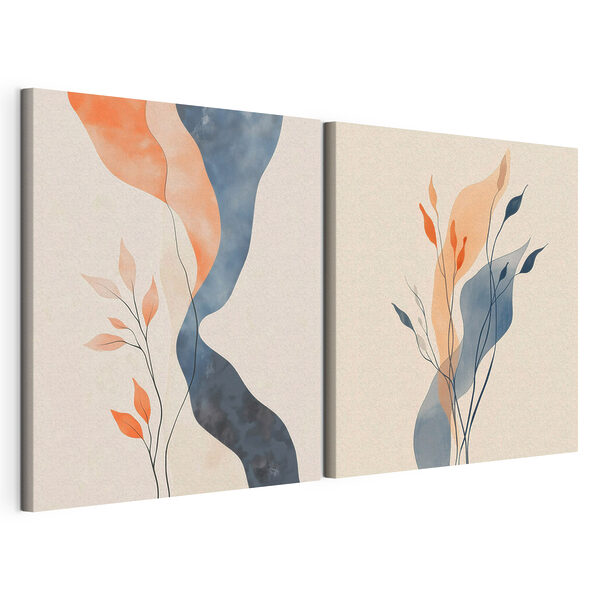 Lámina modular sobre lienzo Lámina modular sobre lienzo Curvas suaves y tonos cálidos combinados (SKU: m30346)