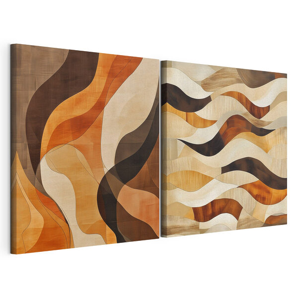 Lámina modular sobre lienzo Lámina modular sobre lienzo Formas fluidas en tonos cálidos (SKU: m30352)