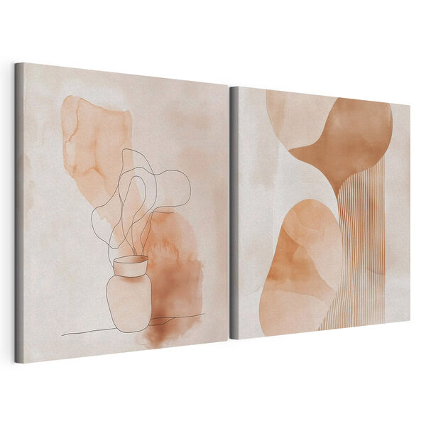 Two paintings of a vase and a vase with a light bulb
