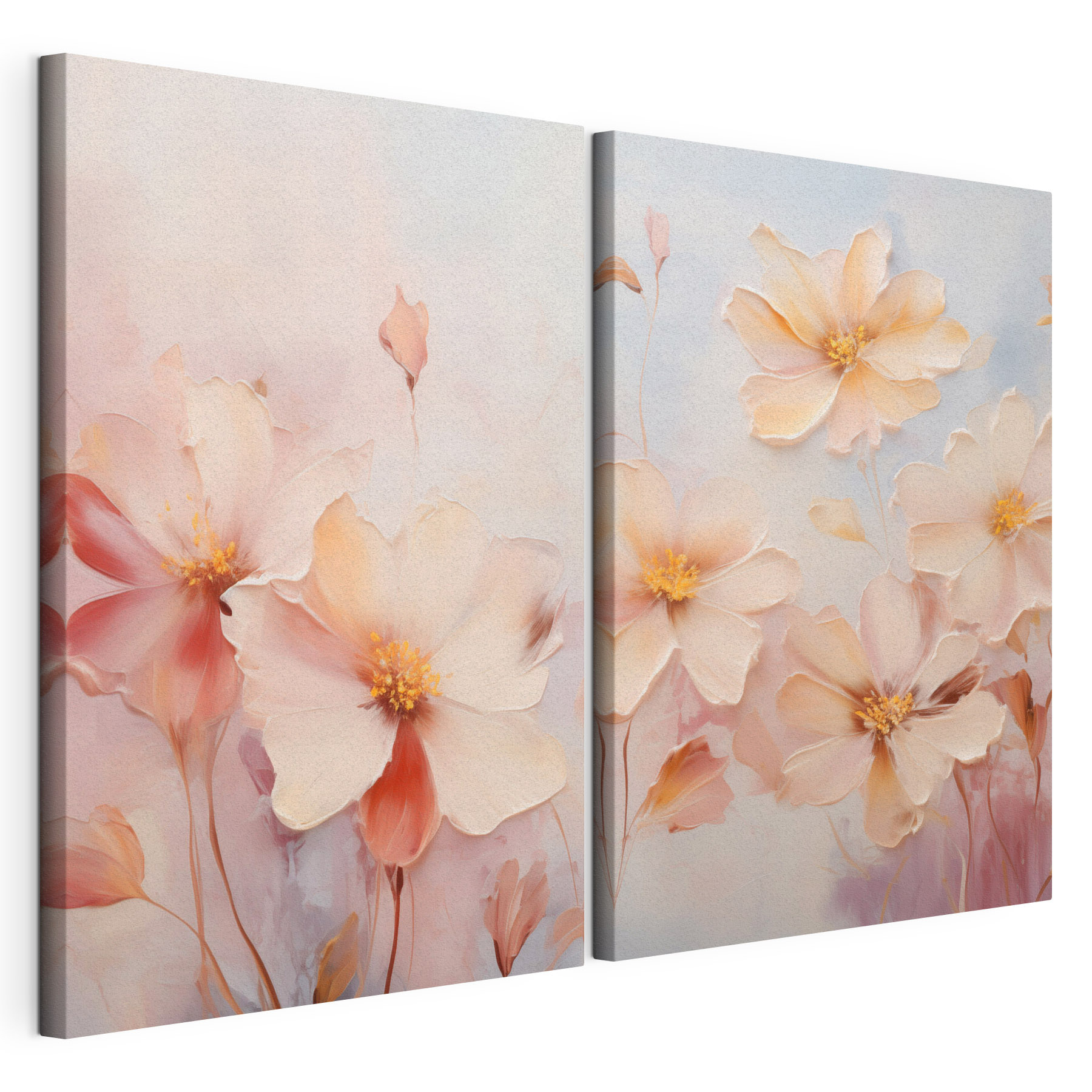 Painting of flowers on a blue background