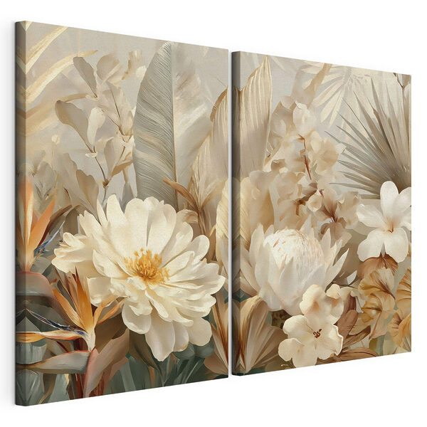 Lámina modular sobre lienzo Lámina modular sobre lienzo Delicadas flores en tonos cálidos (SKU: m30385)