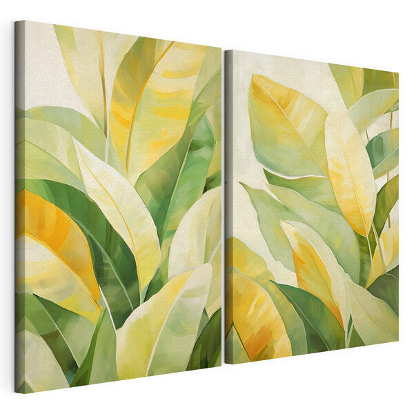 Lámina modular sobre lienzo Lámina modular sobre lienzo Hojas de colores vivos en tonos suaves (SKU: m30399)