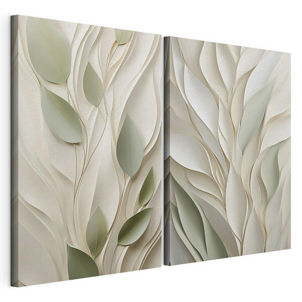 Lámina modular sobre lienzo Lámina modular sobre lienzo Motivos inspirados en la naturaleza en tonos suaves (SKU: m30412)