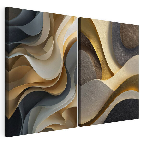 Lámina modular sobre lienzo Lámina modular sobre lienzo Formas fluidas en colores armoniosos (SKU: m30425)