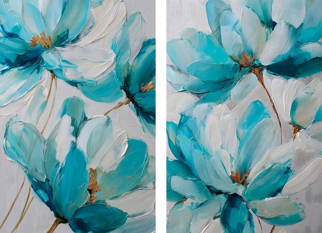 Vibrant blossoms in soft blue hues