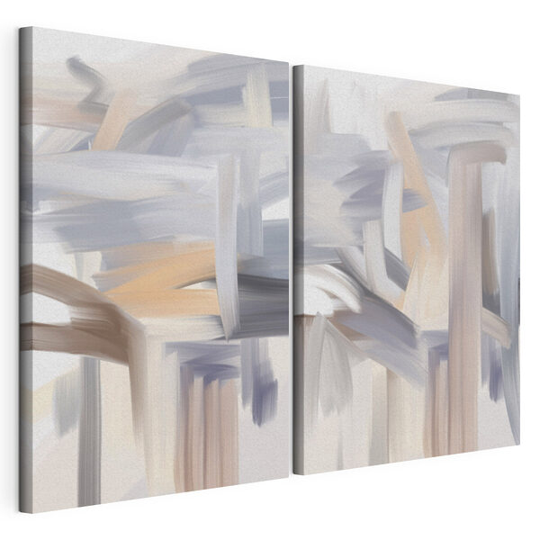 Lámina modular sobre lienzo Lámina modular sobre lienzo Trazos abstractos en tonos suaves (SKU: m30434)