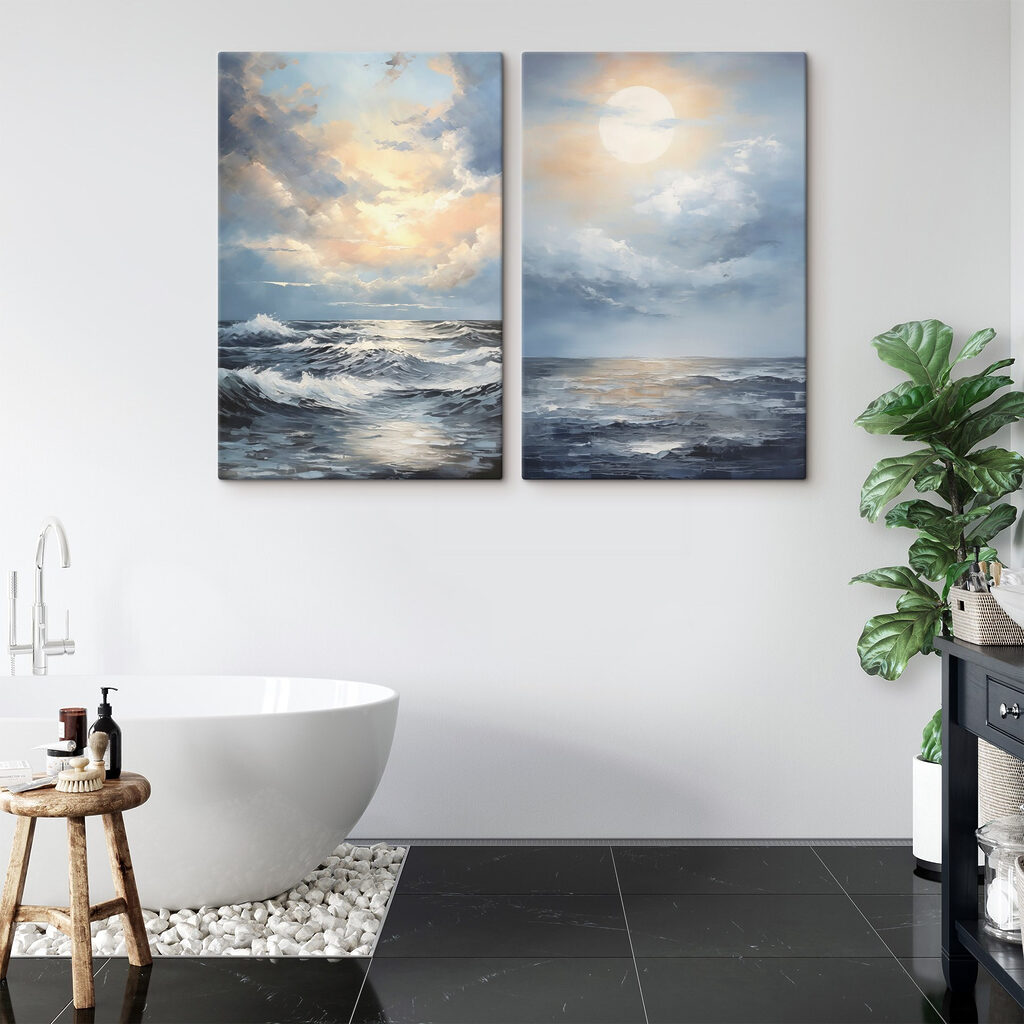 Painting of a sea and the sun