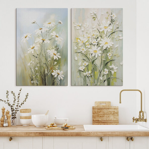 Painting of flowers on canvas