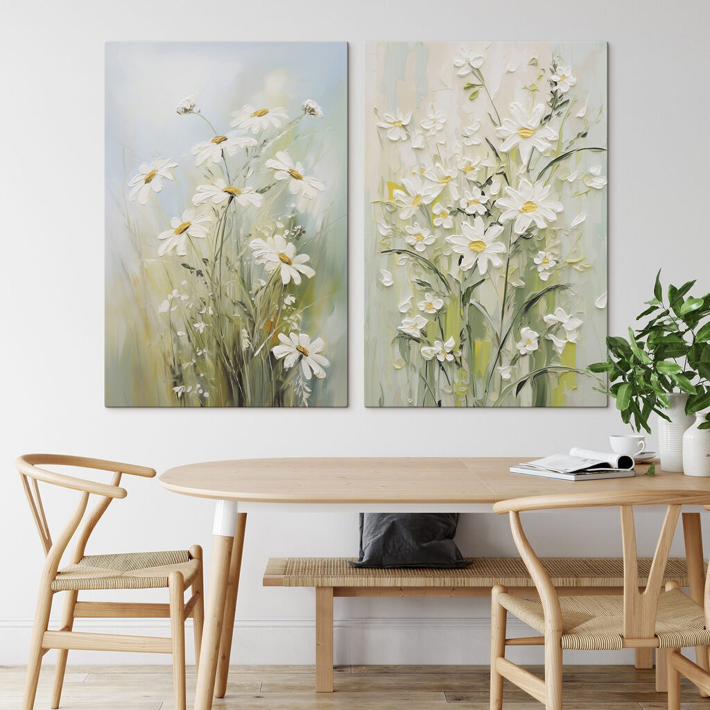 Painting of flowers on canvas