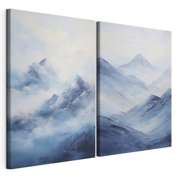 Lámina modular sobre lienzo Cuadro de montañas envueltas en niebla